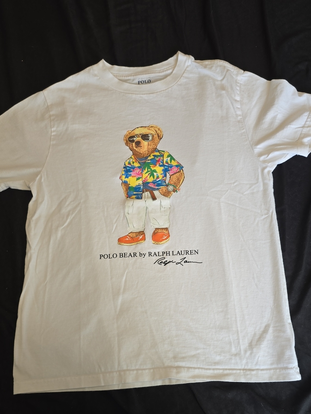 Ralph Lauren White Polo Bear Graphic Tee with Tropical Shirt